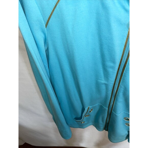 Quacker Factory Fashion Running Jacket Women's Size Medium Baby Blue Zip Front - Picture 6 of 12